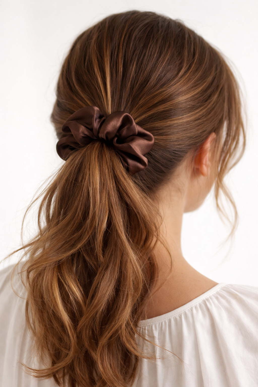 100% Mulberry Silk Scrunchie in Brown