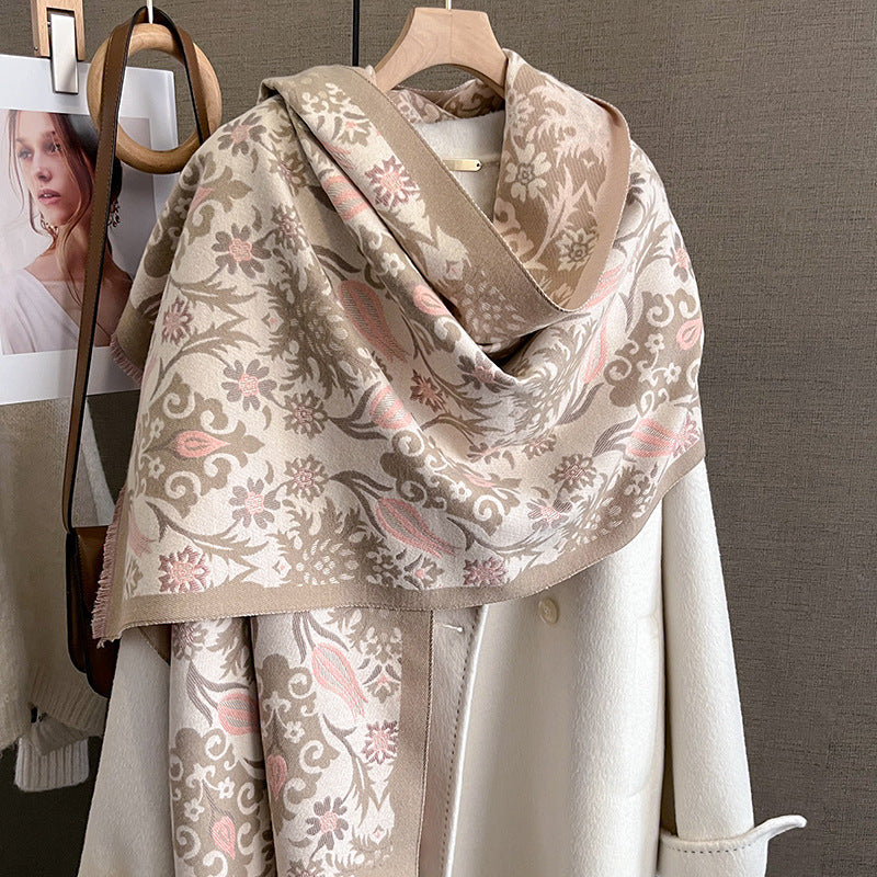 Daria Winter Scarf Shawl in Beige