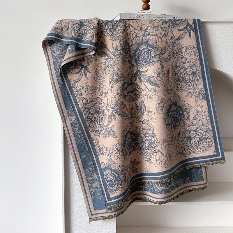 Yasmin Winter Scarf Shawl in Blue