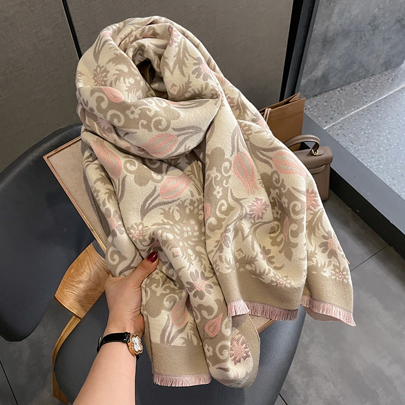 Daria Winter Scarf Shawl in Beige