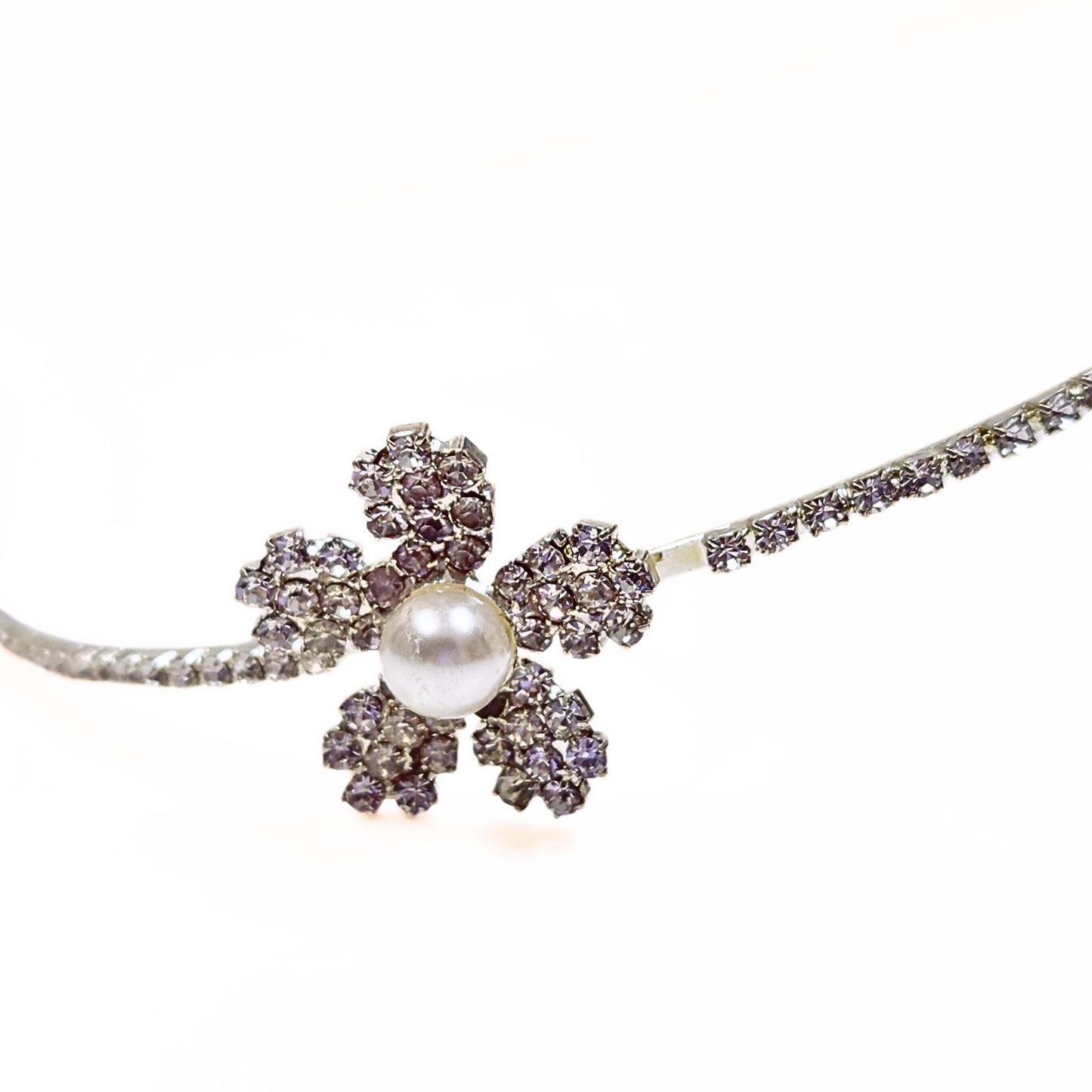Diamante Flower Headband in Silver