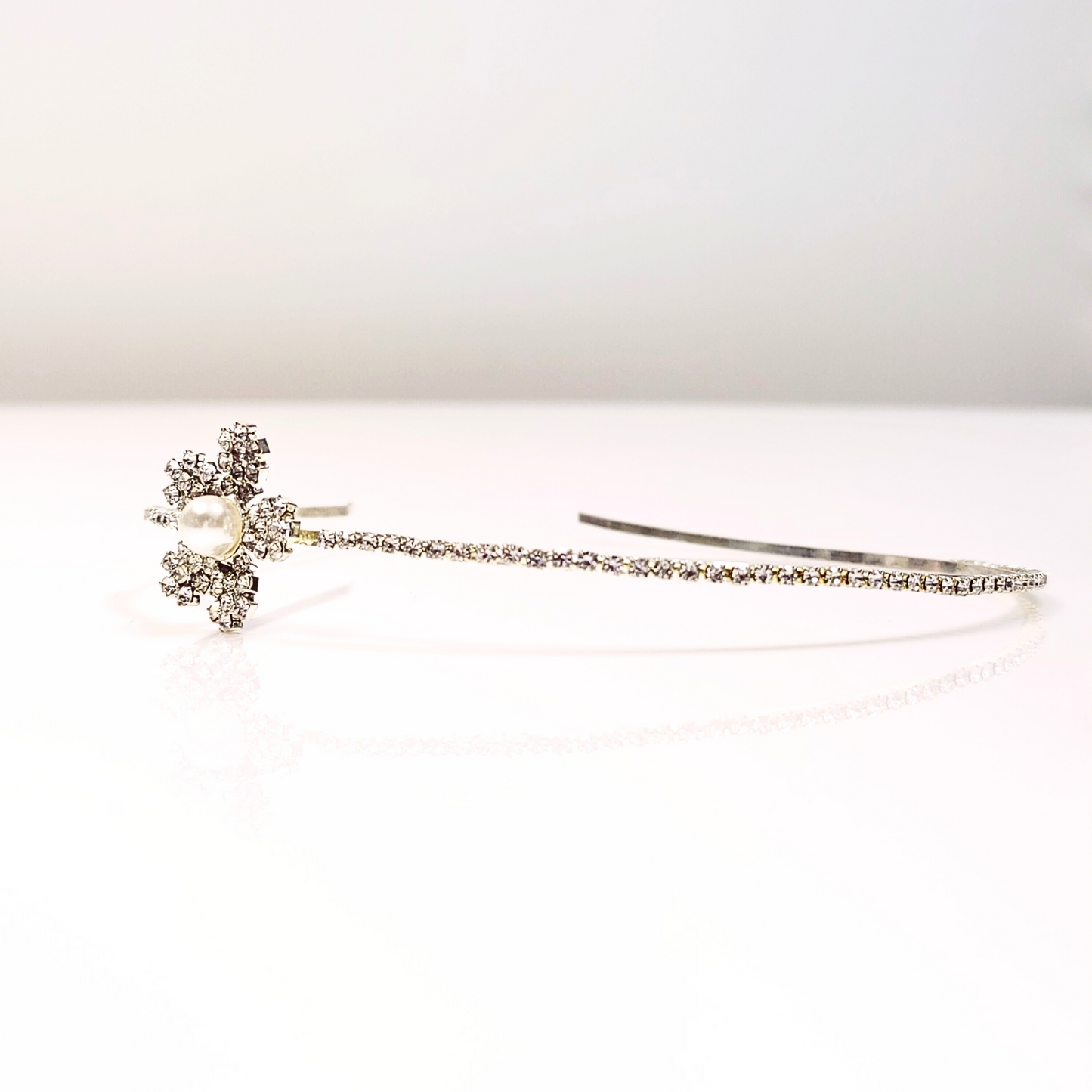 Diamante Flower Headband in Silver