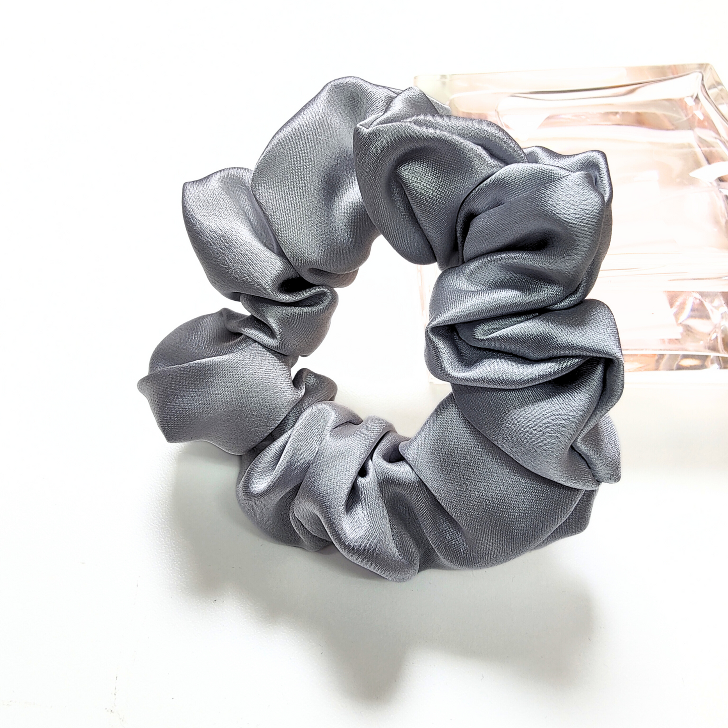 100% Mulberry Silk Scrunchie in Silver Grey