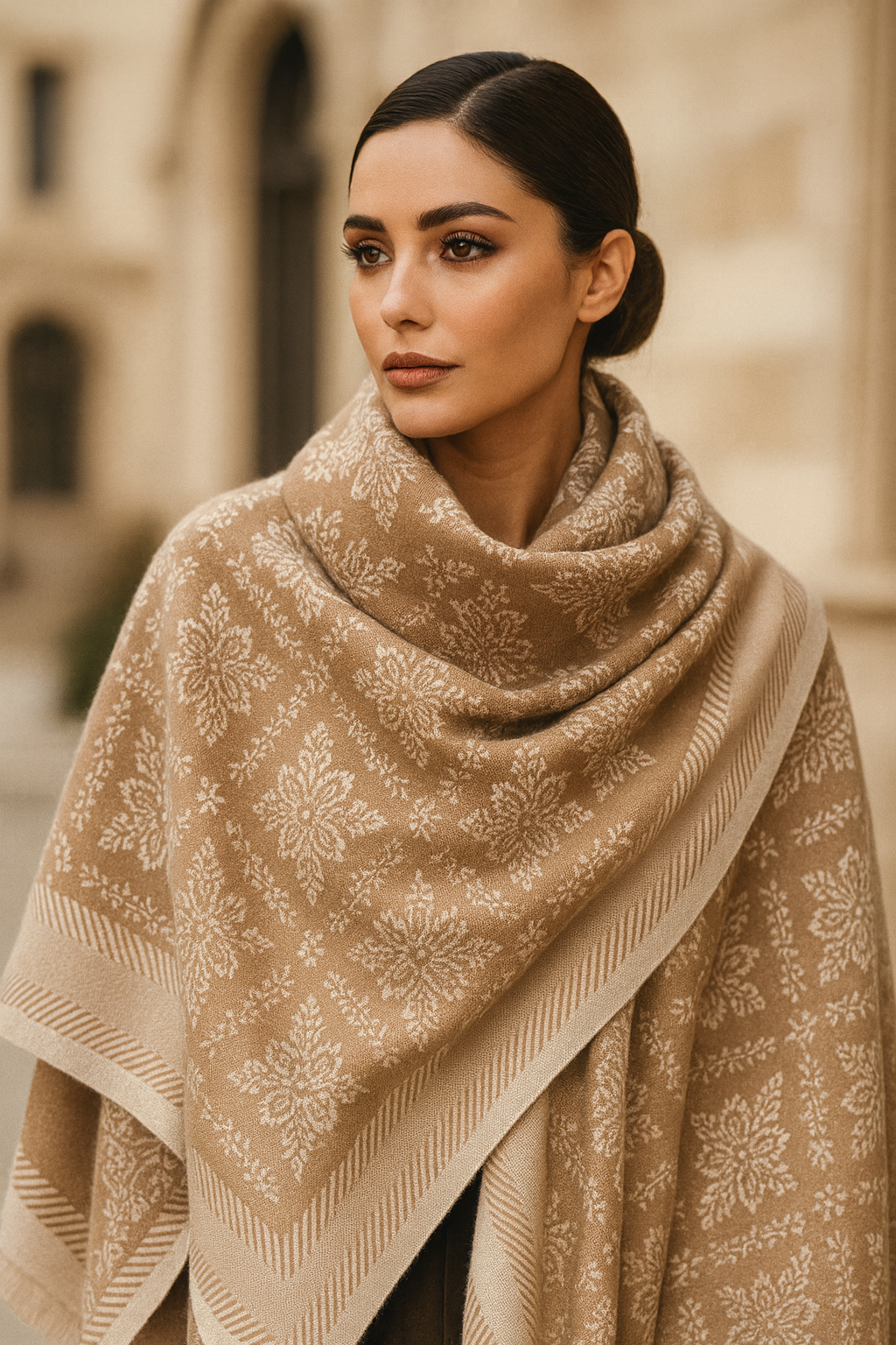 Darcy Winter Scarf Shawl in Beige