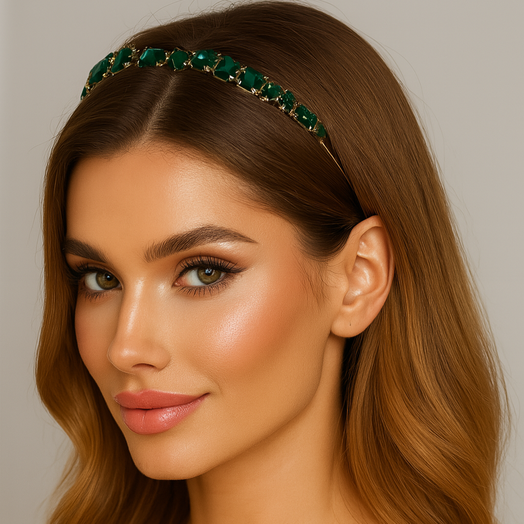Solstice Crystal Hairband in Green