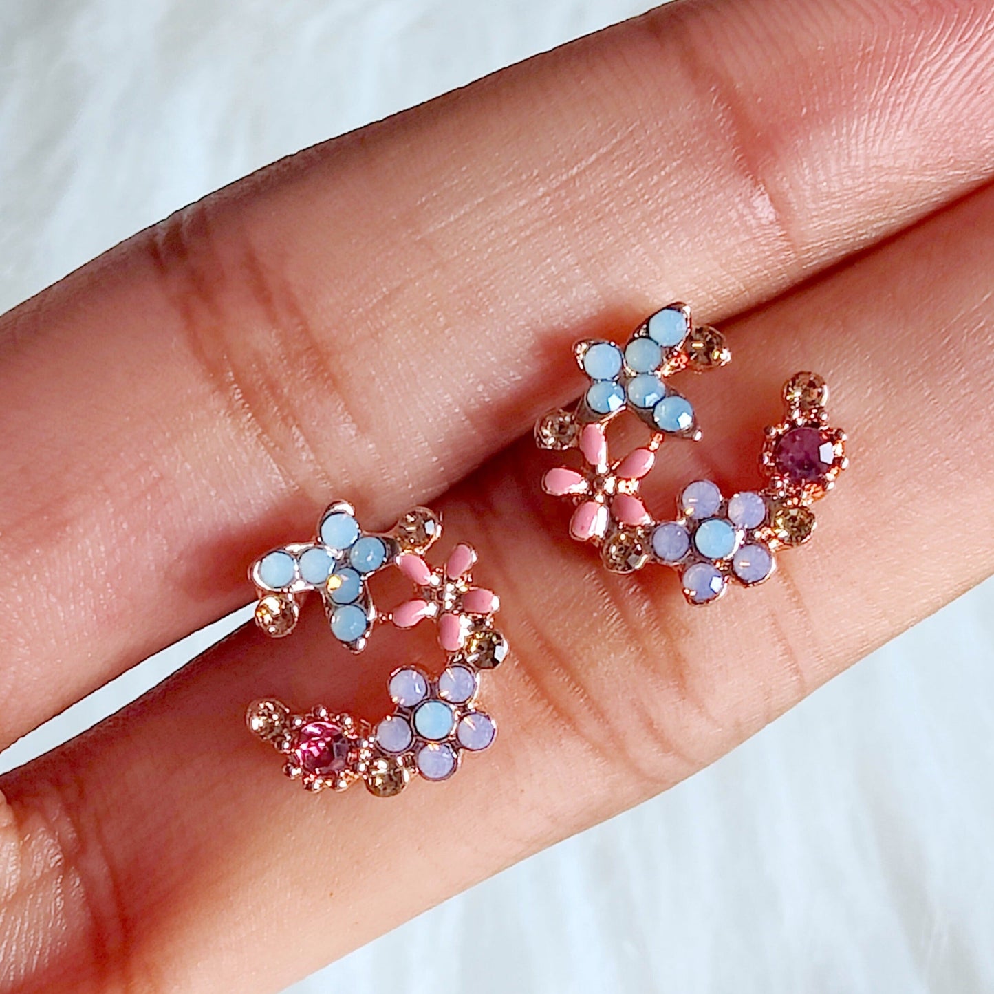 The Capri Petal Studs in Lagoon