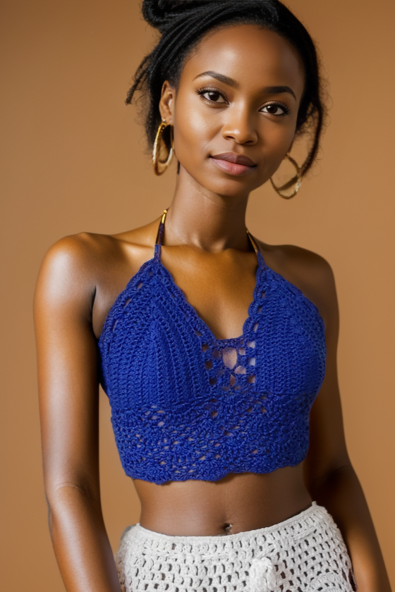 Arielle Electric Blue Crochet Top