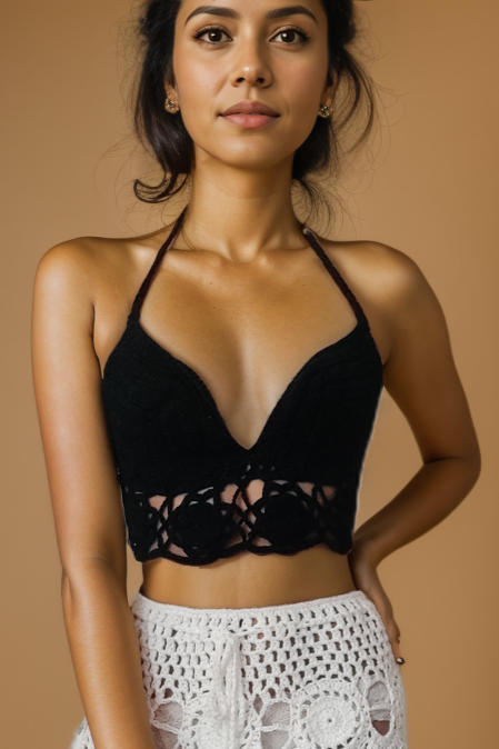 Belle Black Crochet Top