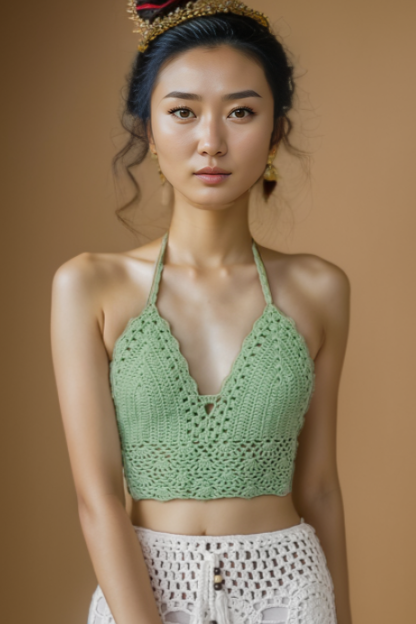 Arielle Grass Green Crochet Top