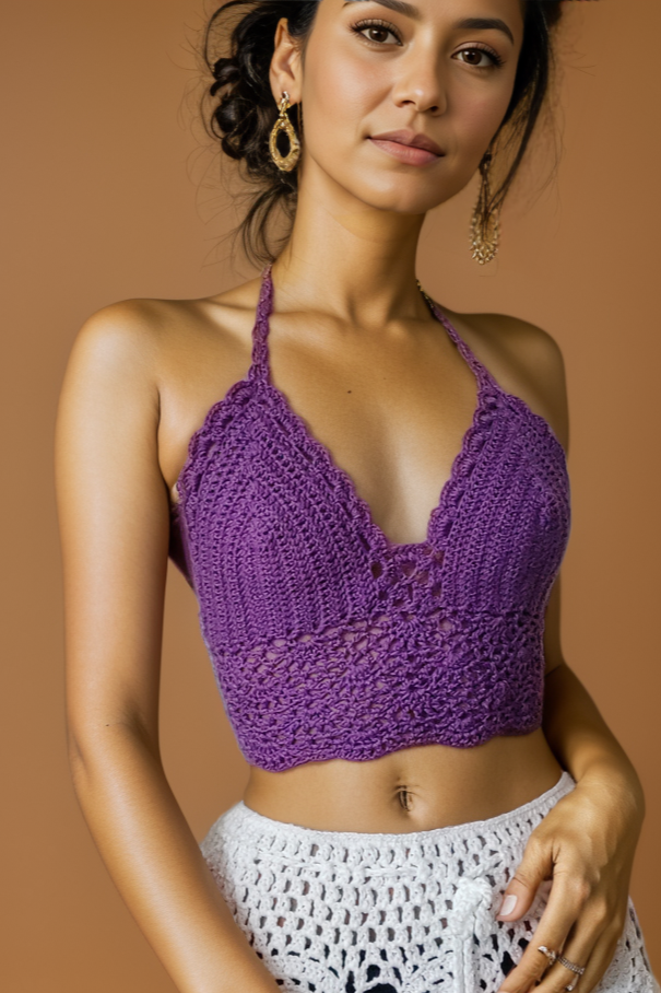 Arielle Purple Crochet Top