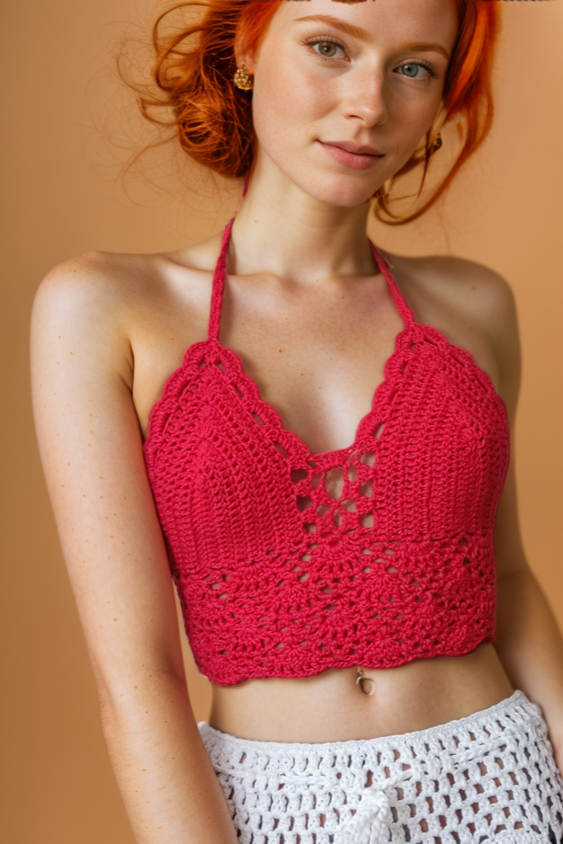 Arielle Red Crochet Top