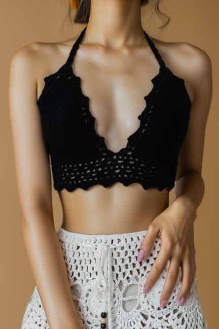 Melody Black Crochet Top