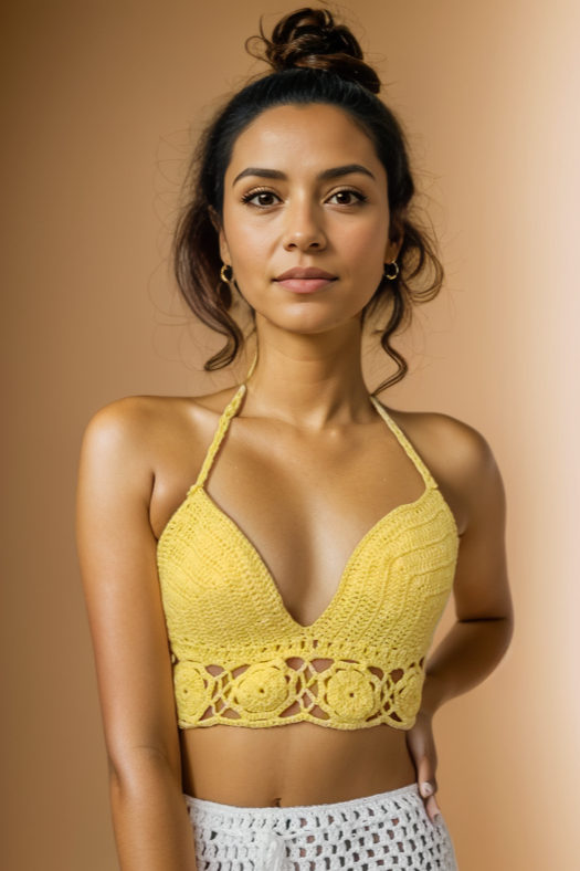 Belle Sunflower Yellow Crochet Top