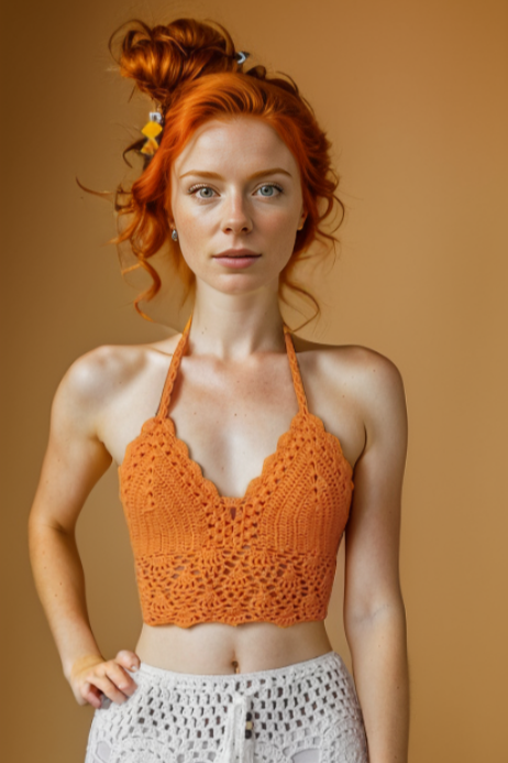 Arielle Orange Crochet Top