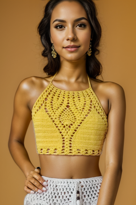 Laila Yellow Crochet Top