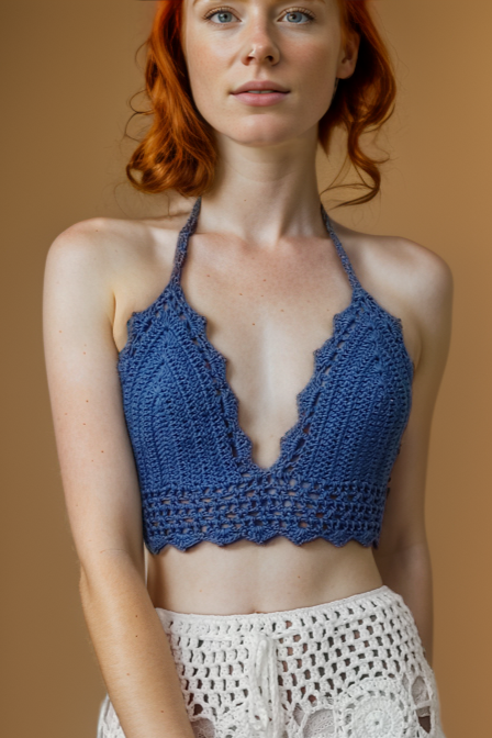 Melody Dark Blue Crochet Top