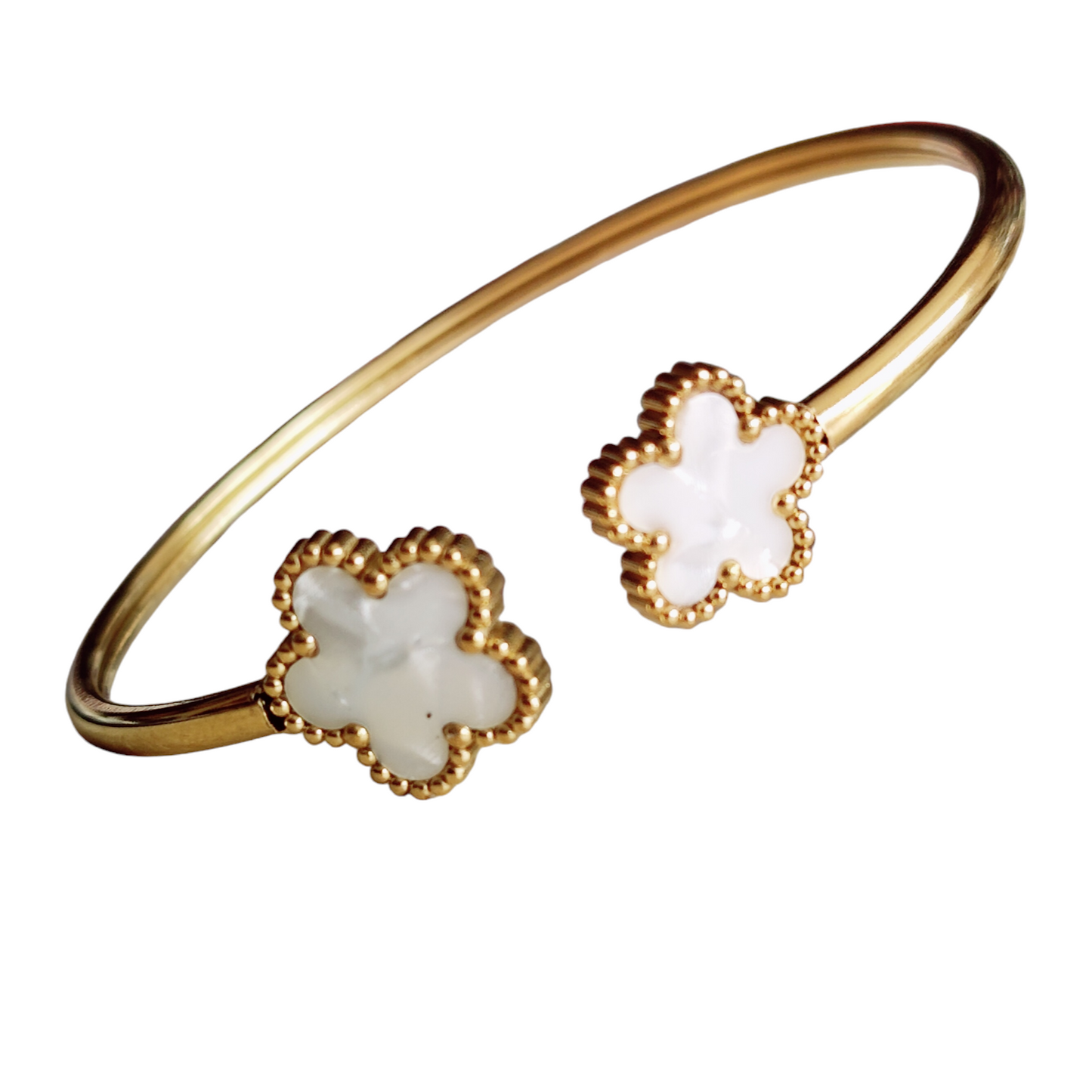 Nida Floral Bangle in White