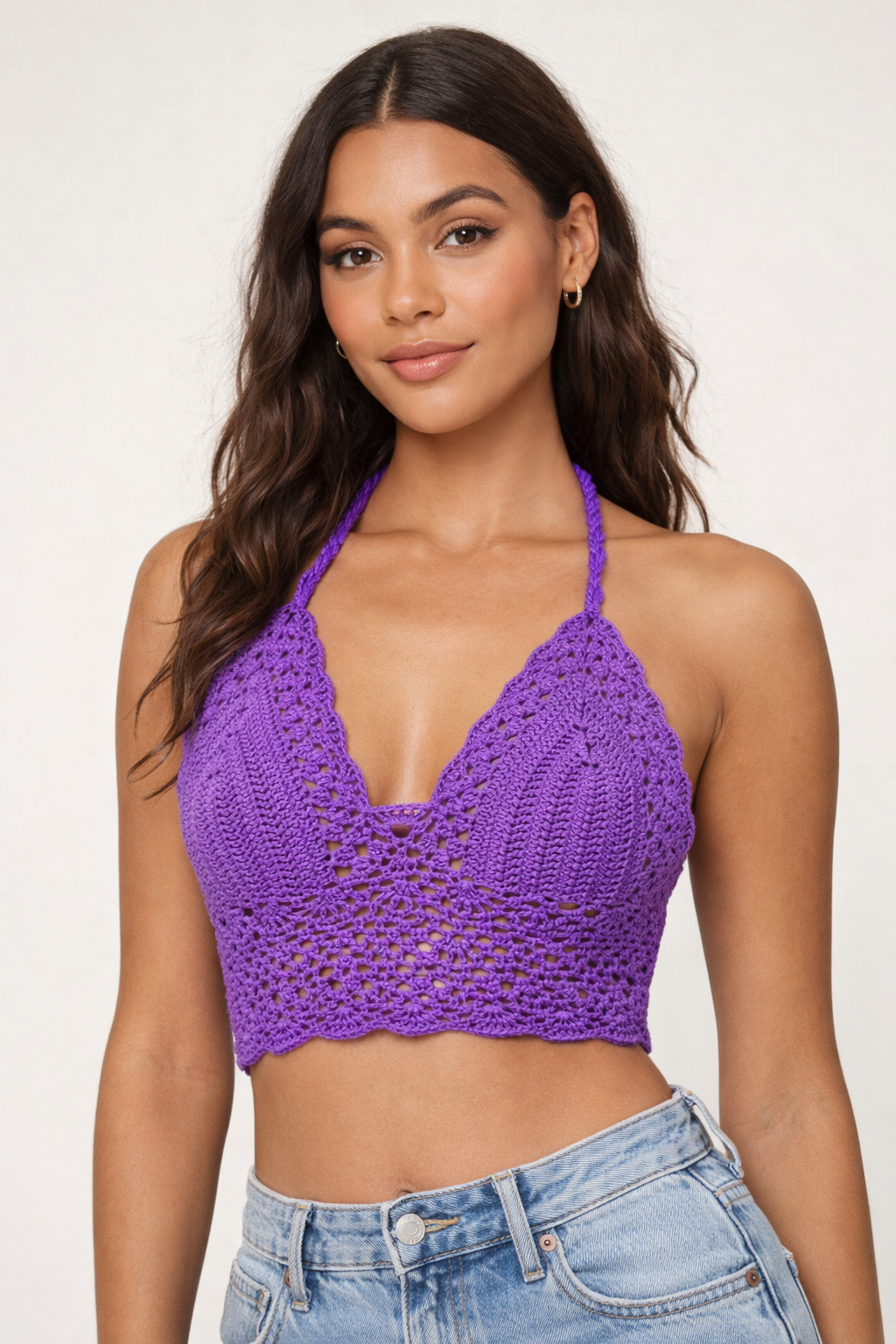 Arielle Crochet Top in Capri Violet