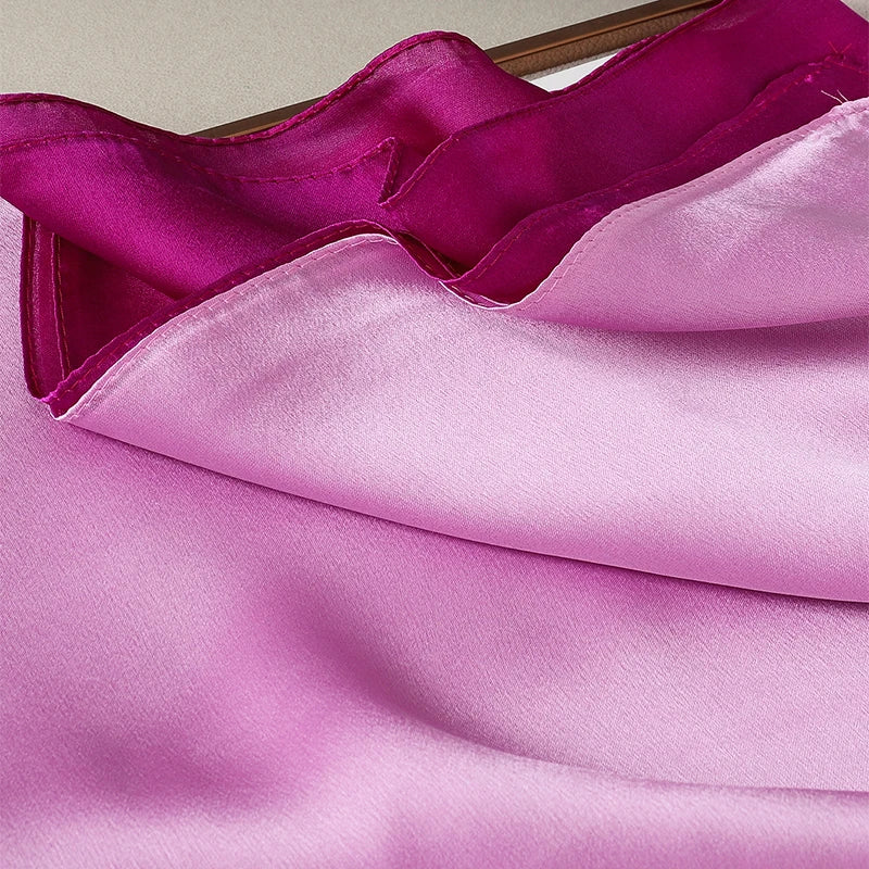 Luxury Gradient Silk Scarf Women Brand Solid Femme Shawls Wraps Bandana Head Foulard Fashion Lady Hijab Wedding Poncho 2023