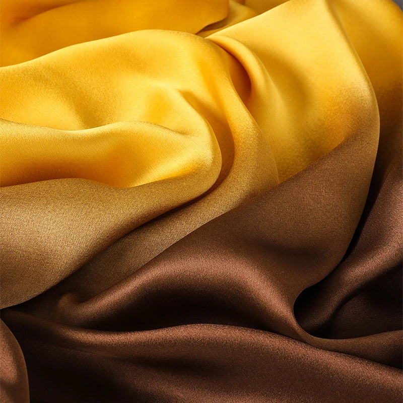 Luxury Gradient Silk Scarf Women Brand Solid Femme Shawls Wraps Bandana Head Foulard Fashion Lady Hijab Wedding Poncho 2023