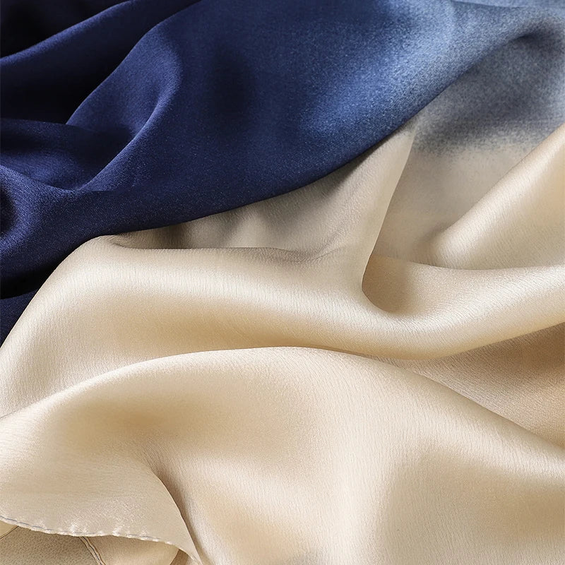 Luxury Gradient Silk Scarf Women Brand Solid Femme Shawls Wraps Bandana Head Foulard Fashion Lady Hijab Wedding Poncho 2023