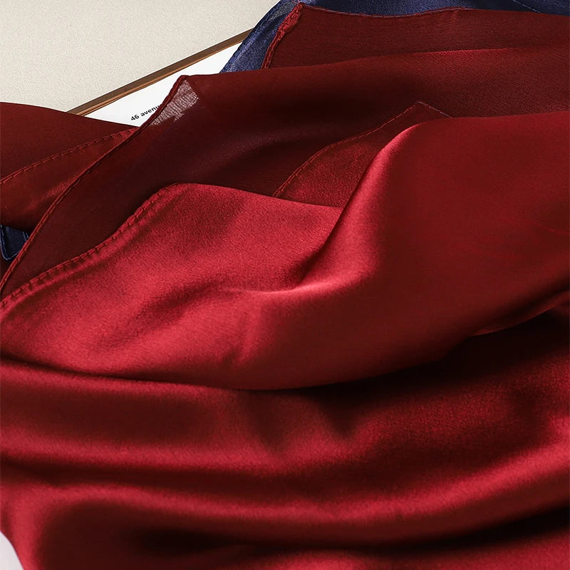 Luxury Gradient Silk Scarf Women Brand Solid Femme Shawls Wraps Bandana Head Foulard Fashion Lady Hijab Wedding Poncho 2023