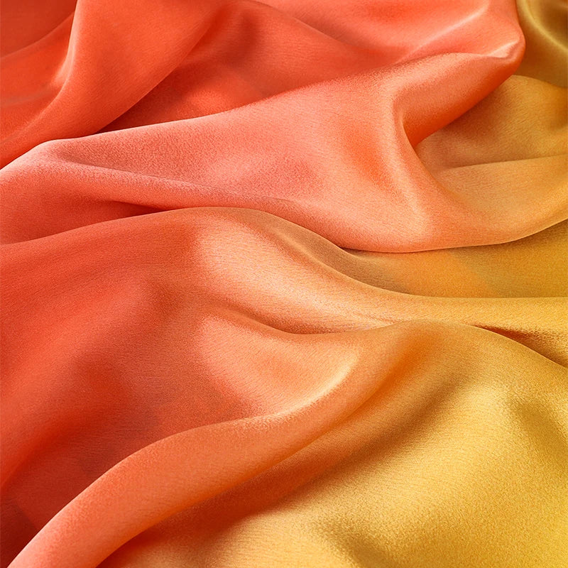 Luxury Gradient Silk Scarf Women Brand Solid Femme Shawls Wraps Bandana Head Foulard Fashion Lady Hijab Wedding Poncho 2023