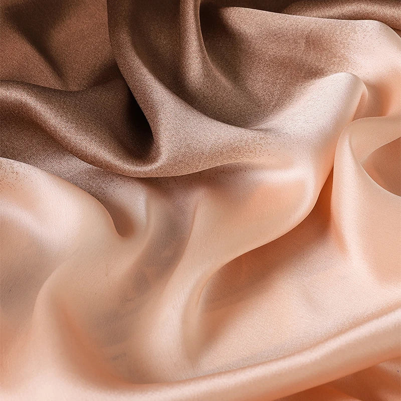 Luxury Gradient Silk Scarf Women Brand Solid Femme Shawls Wraps Bandana Head Foulard Fashion Lady Hijab Wedding Poncho 2023