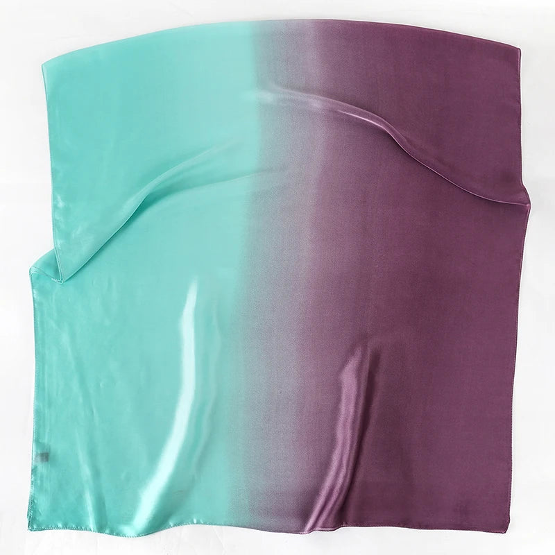Luxury Gradient Silk Scarf Women Brand Solid Femme Shawls Wraps Bandana Head Foulard Fashion Lady Hijab Wedding Poncho 2023