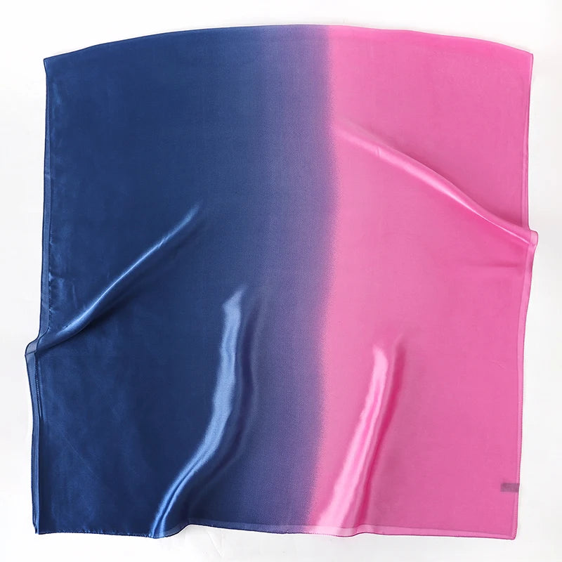 Luxury Gradient Silk Scarf Women Brand Solid Femme Shawls Wraps Bandana Head Foulard Fashion Lady Hijab Wedding Poncho 2023
