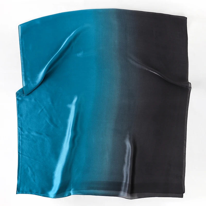Luxury Gradient Silk Scarf Women Brand Solid Femme Shawls Wraps Bandana Head Foulard Fashion Lady Hijab Wedding Poncho 2023