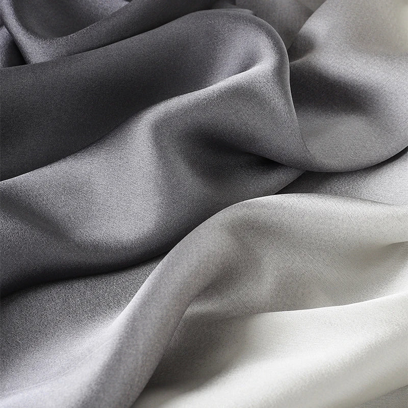 Luxury Gradient Silk Scarf Women Brand Solid Femme Shawls Wraps Bandana Head Foulard Fashion Lady Hijab Wedding Poncho 2023
