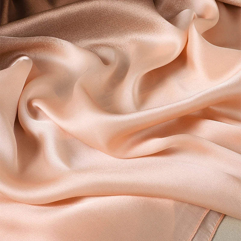 Luxury Gradient Silk Scarf Women Brand Solid Femme Shawls Wraps Bandana Head Foulard Fashion Lady Hijab Wedding Poncho 2023