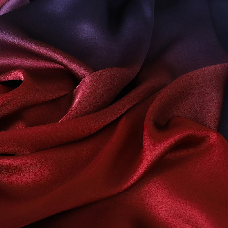 Luxury Gradient Silk Scarf Women Brand Solid Femme Shawls Wraps Bandana Head Foulard Fashion Lady Hijab Wedding Poncho 2023