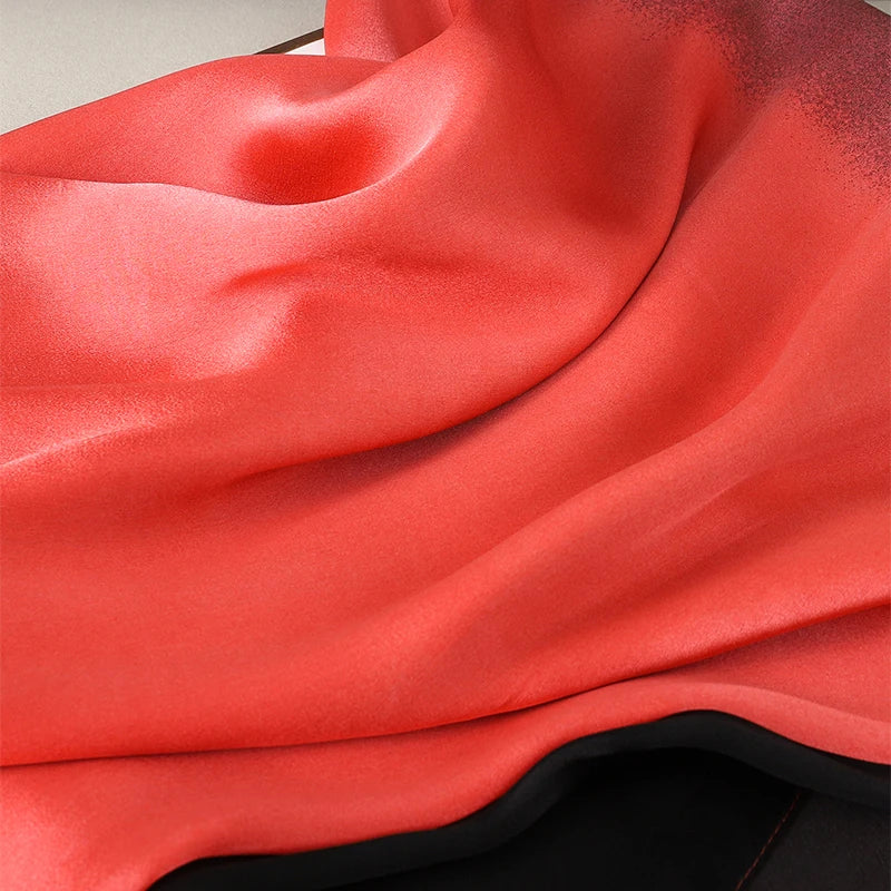Luxury Gradient Silk Scarf Women Brand Solid Femme Shawls Wraps Bandana Head Foulard Fashion Lady Hijab Wedding Poncho 2023