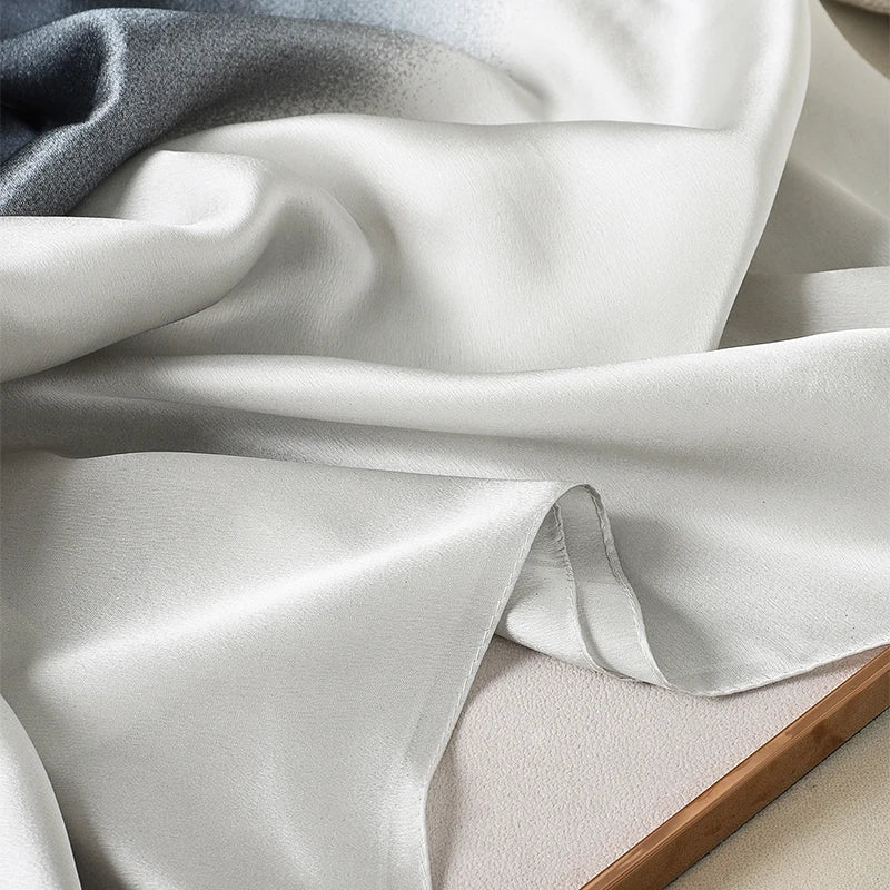 Luxury Gradient Silk Scarf Women Brand Solid Femme Shawls Wraps Bandana Head Foulard Fashion Lady Hijab Wedding Poncho 2023