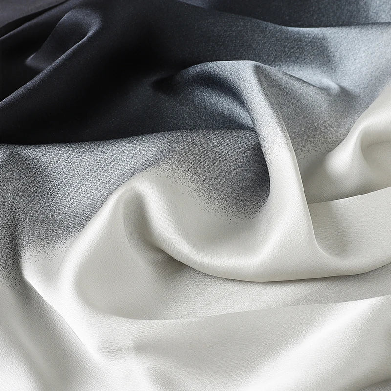 Luxury Gradient Silk Scarf Women Brand Solid Femme Shawls Wraps Bandana Head Foulard Fashion Lady Hijab Wedding Poncho 2023