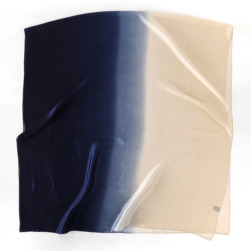 Luxury Gradient Silk Scarf Women Brand Solid Femme Shawls Wraps Bandana Head Foulard Fashion Lady Hijab Wedding Poncho 2023