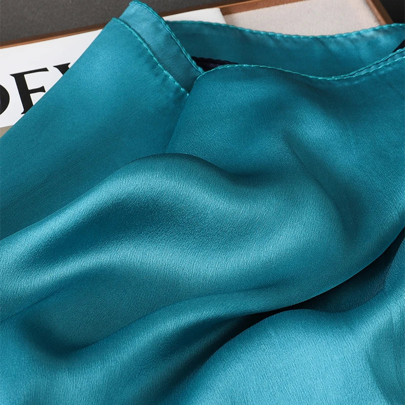 Luxury Gradient Silk Scarf Women Brand Solid Femme Shawls Wraps Bandana Head Foulard Fashion Lady Hijab Wedding Poncho 2023