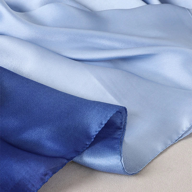 Luxury Gradient Silk Scarf Women Brand Solid Femme Shawls Wraps Bandana Head Foulard Fashion Lady Hijab Wedding Poncho 2023