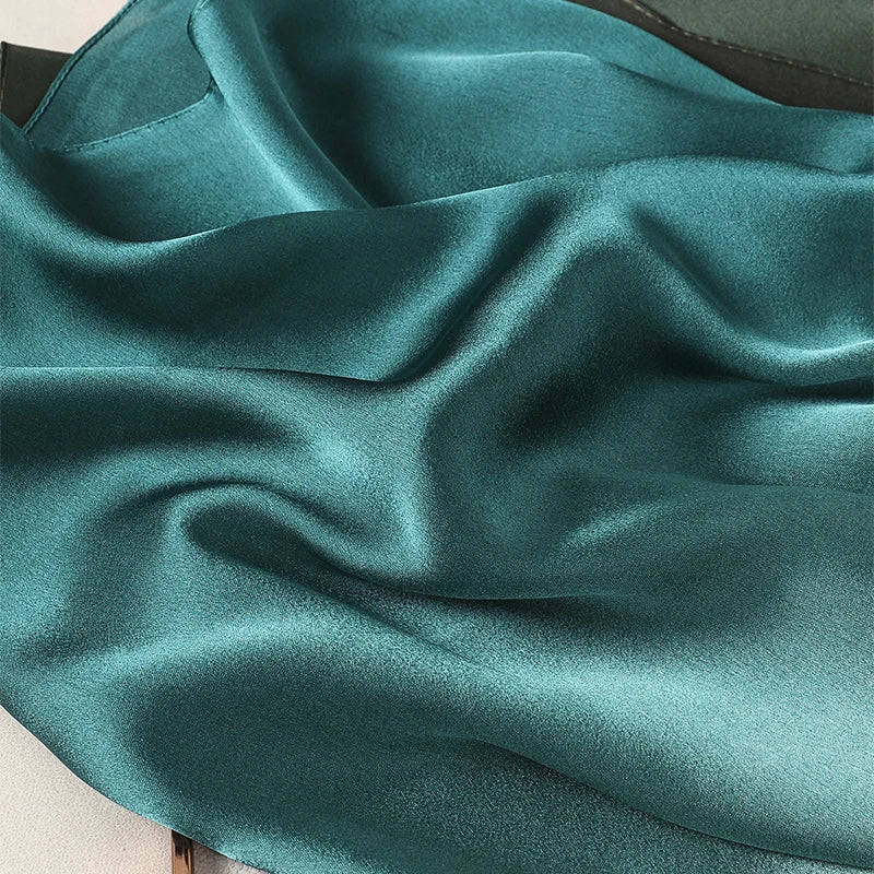 Luxury Gradient Silk Scarf Women Brand Solid Femme Shawls Wraps Bandana Head Foulard Fashion Lady Hijab Wedding Poncho 2023