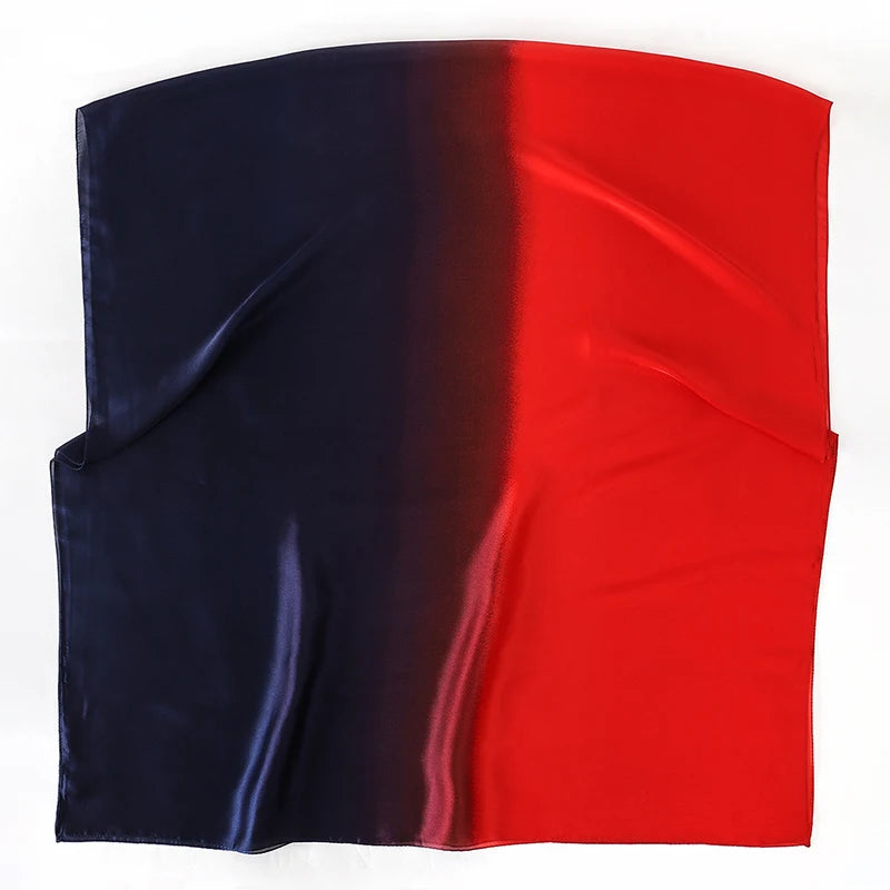 Luxury Gradient Silk Scarf Women Brand Solid Femme Shawls Wraps Bandana Head Foulard Fashion Lady Hijab Wedding Poncho 2023
