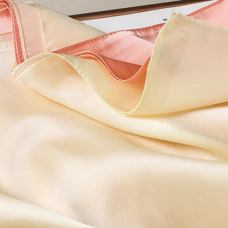 Luxury Gradient Silk Scarf Women Brand Solid Femme Shawls Wraps Bandana Head Foulard Fashion Lady Hijab Wedding Poncho 2023