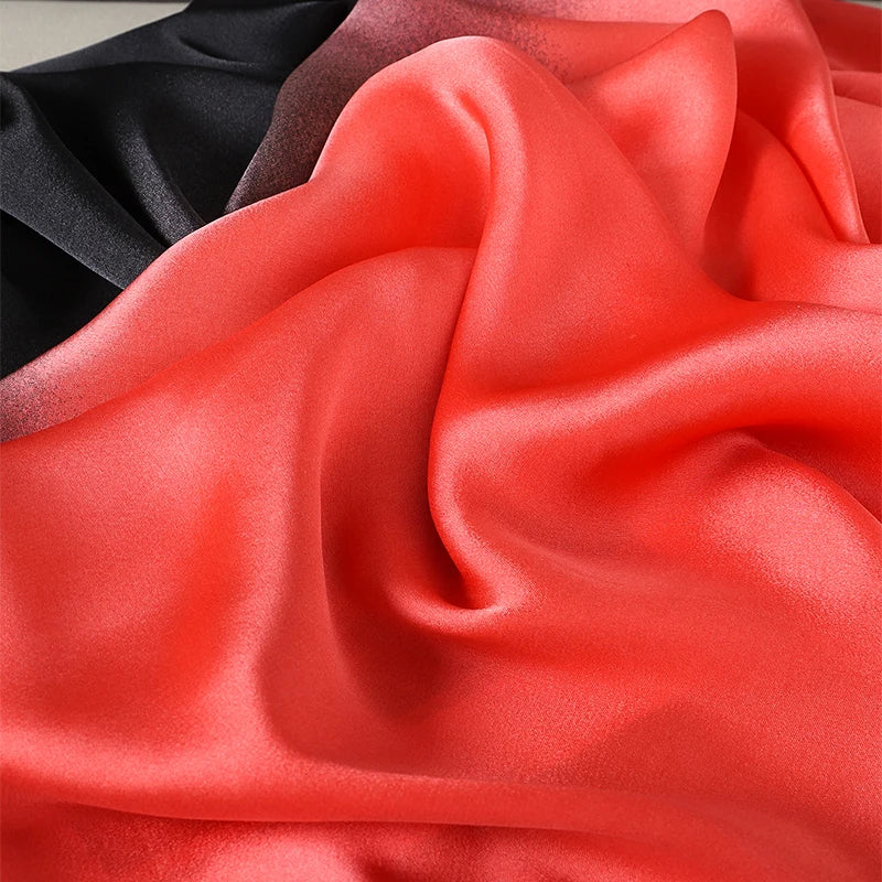 Luxury Gradient Silk Scarf Women Brand Solid Femme Shawls Wraps Bandana Head Foulard Fashion Lady Hijab Wedding Poncho 2023