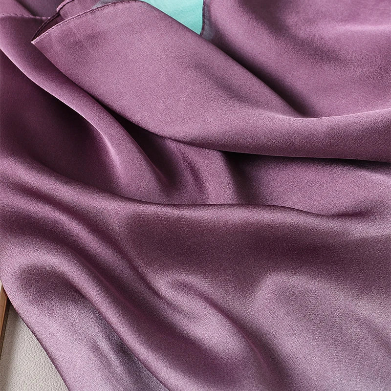 Luxury Gradient Silk Scarf Women Brand Solid Femme Shawls Wraps Bandana Head Foulard Fashion Lady Hijab Wedding Poncho 2023