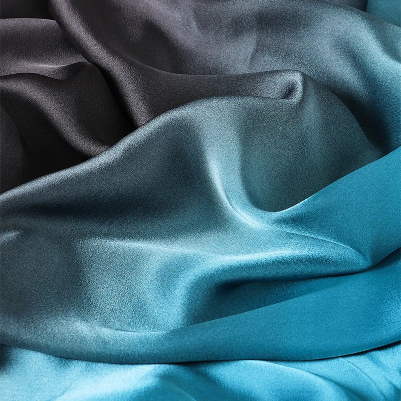 Luxury Gradient Silk Scarf Women Brand Solid Femme Shawls Wraps Bandana Head Foulard Fashion Lady Hijab Wedding Poncho 2023