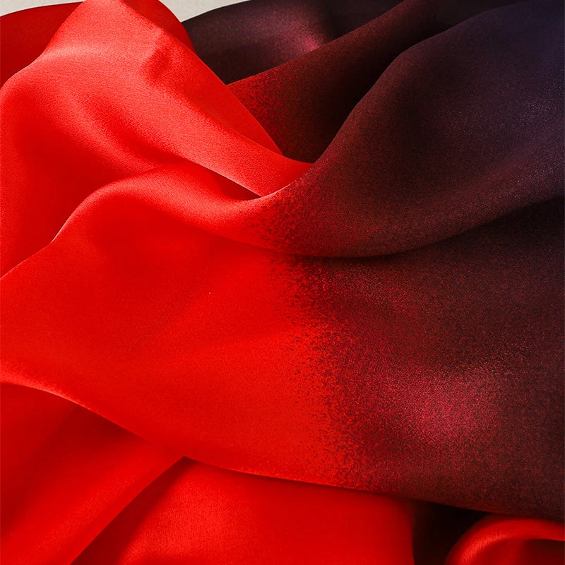 Luxury Gradient Silk Scarf Women Brand Solid Femme Shawls Wraps Bandana Head Foulard Fashion Lady Hijab Wedding Poncho 2023