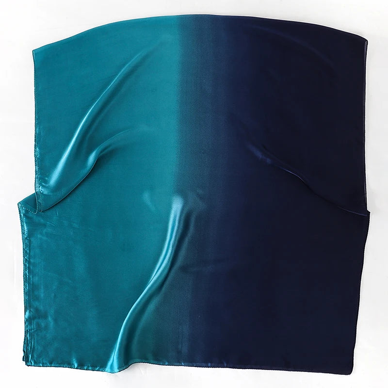 Luxury Gradient Silk Scarf Women Brand Solid Femme Shawls Wraps Bandana Head Foulard Fashion Lady Hijab Wedding Poncho 2023