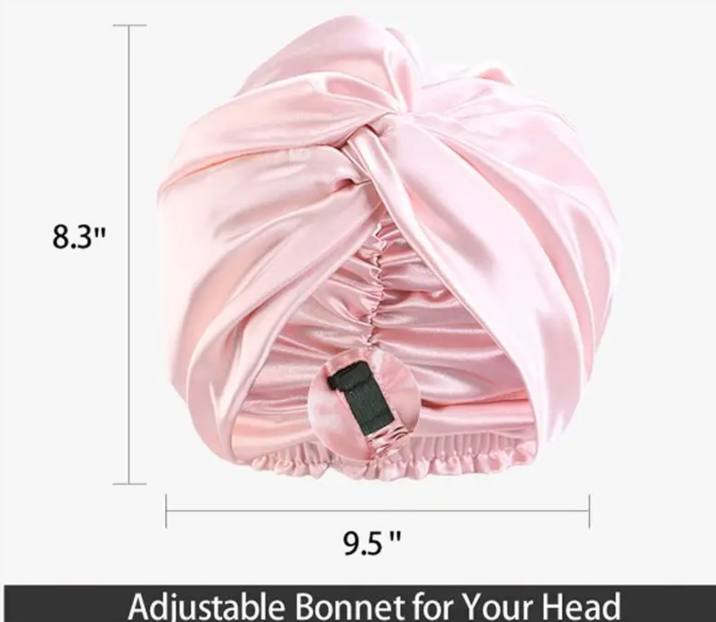 Double-layer Pink Satin Sleep Cap Soft Adjustable Elastic Hair Wrap, Satin Bonnet