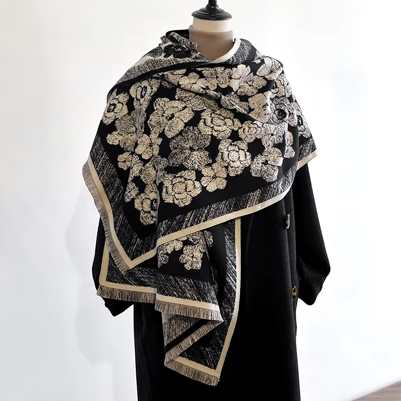 Talie Winter Scarf Shawl in Black